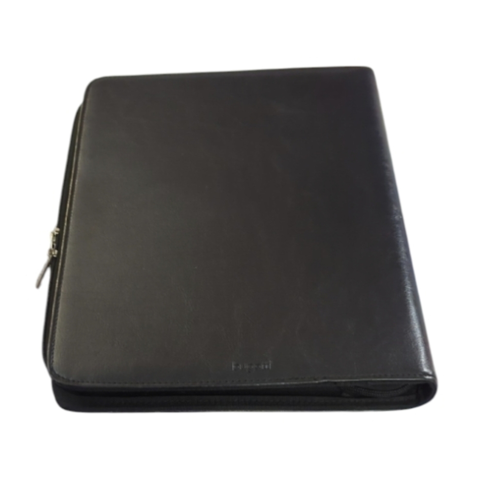 Bugatti Black Writing Case / Portfolio – Vegan Leather, 3-Ring Binder, Organizer